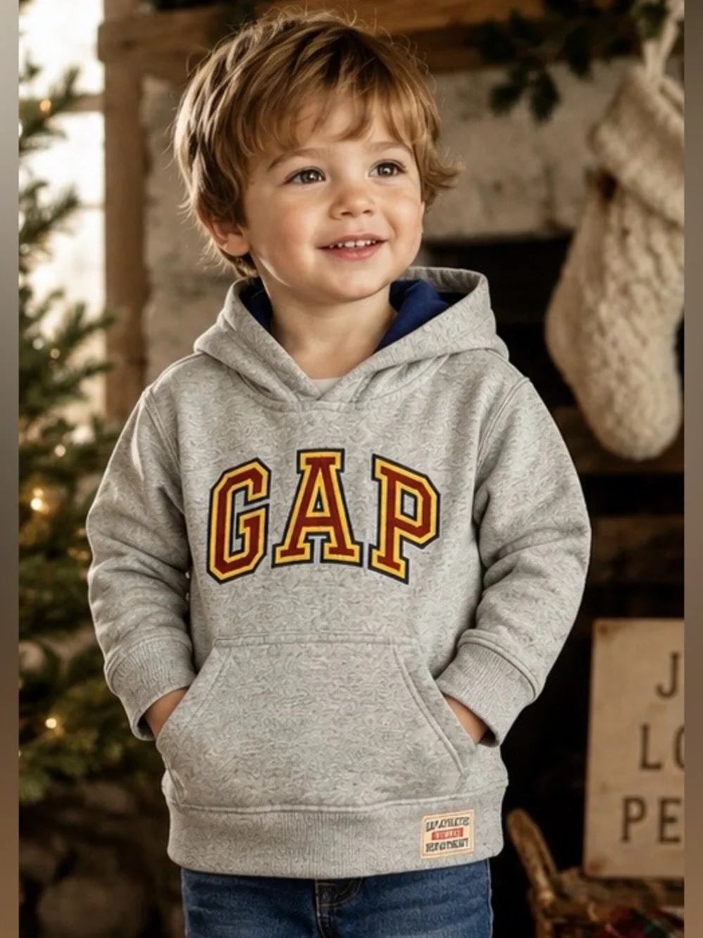 Vintage Baby Gap Athletic Dept Hoodie Gray Fleece Sweatshirt Toddler 4Y Unisex